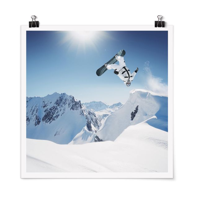 Contemporary art prints Flying Snowboarder