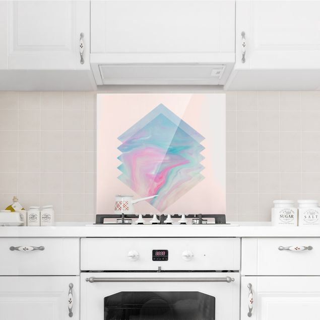 Glass splashback abstract Pink Water Marble