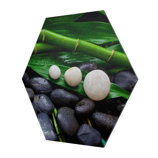 Prints green Green Bamboo With Zen Stones