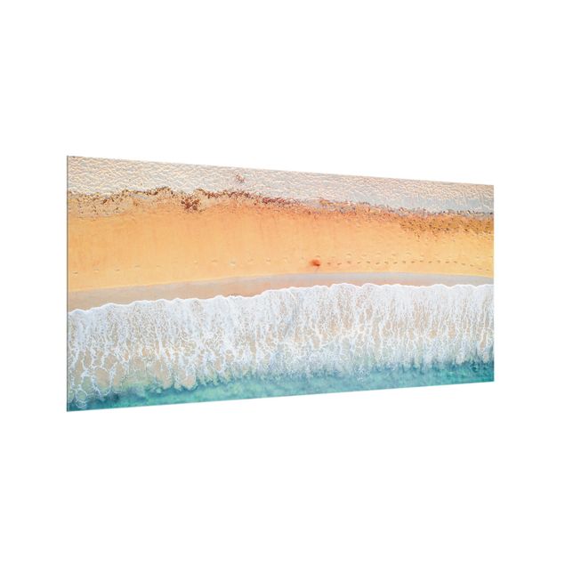 Glass splashback beach Foot Prints In Paradise