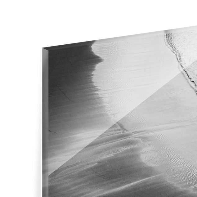 Splashback - Soft Waves On The Beach Black And White - Landscape format 3:2