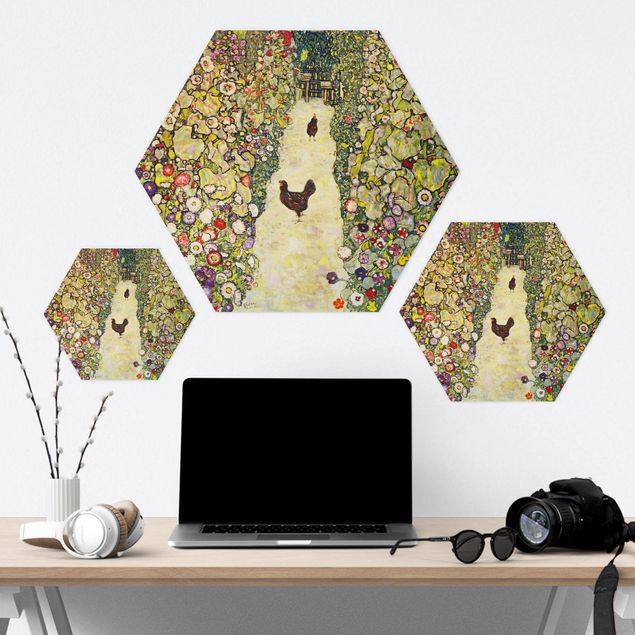 Prints Gustav Klimt - Garden Path with Hens