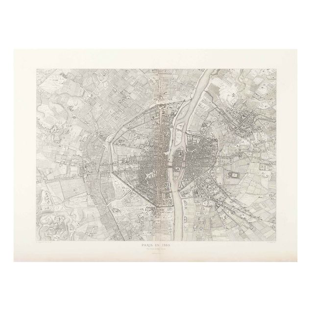 Glass splashback Vintage Map Paris