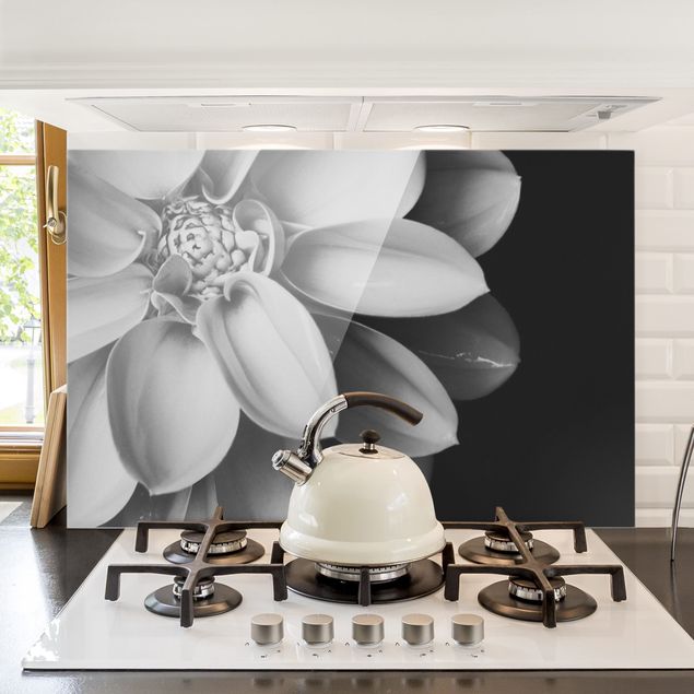 Kitchen In The Heart Of A Dahlia Black And White