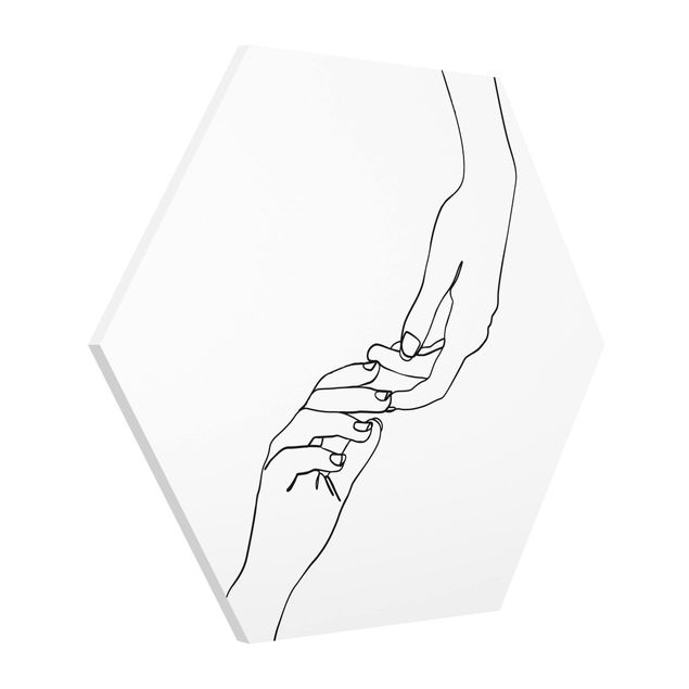 Prints modern Line Art Hands Touching Black And White