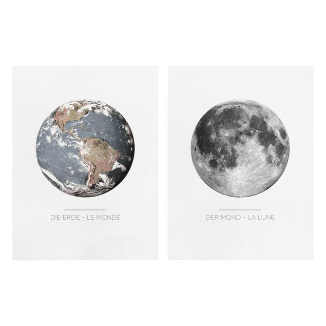 Prints Moon And Earth