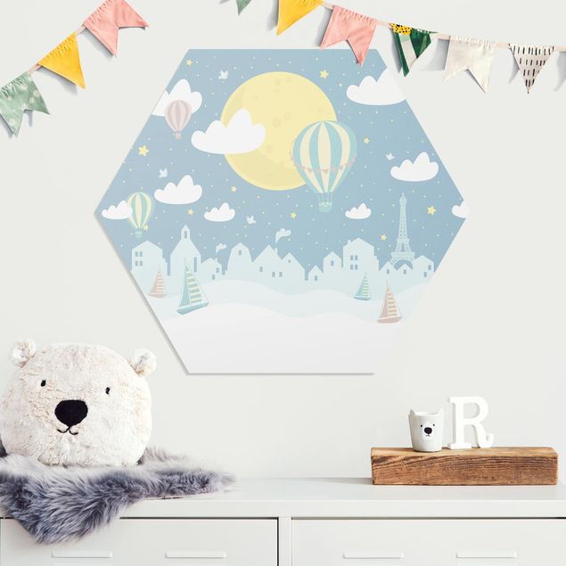 Kids room decor Paris With Stars And Hot Air Balloon