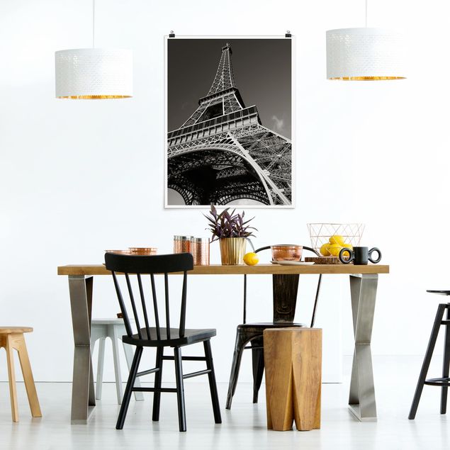 Posters black and white Eiffel tower