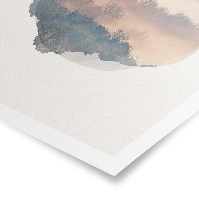 Posters landscape WaterColours - Mist At Sunset