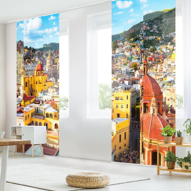 Sliding panel curtains architecture and skylines Colourful Houses Guanajuato