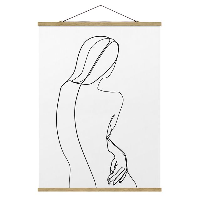Abstract canvas wall art Line Art Back Woman Black And White
