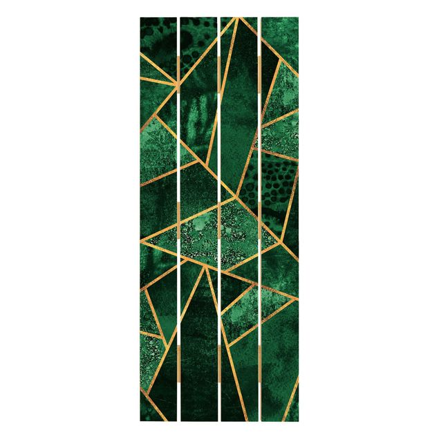 Prints on wood Dark Emerald With Gold