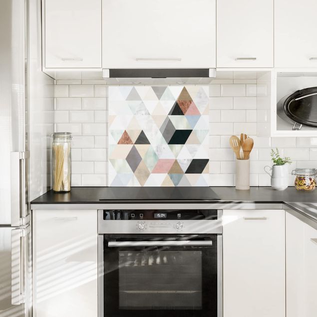 Patterned glass splashbacks Watercolor Mosaic With Triangles I