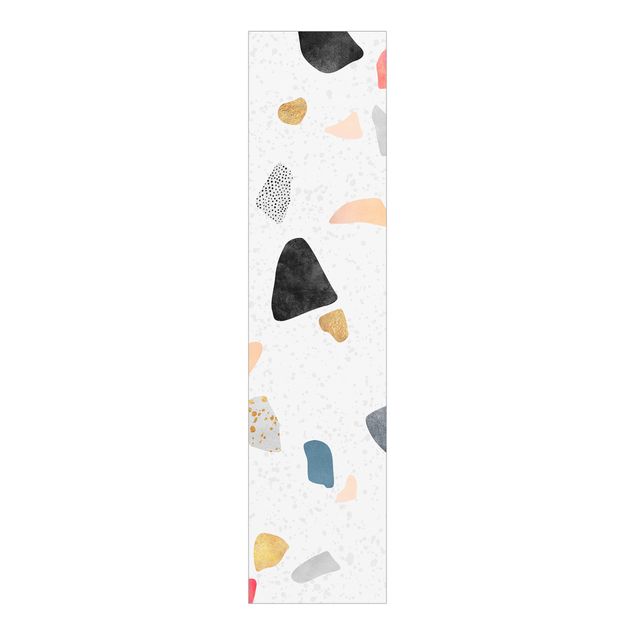 Patterned curtain panels White Terrazzo With Gold Stones