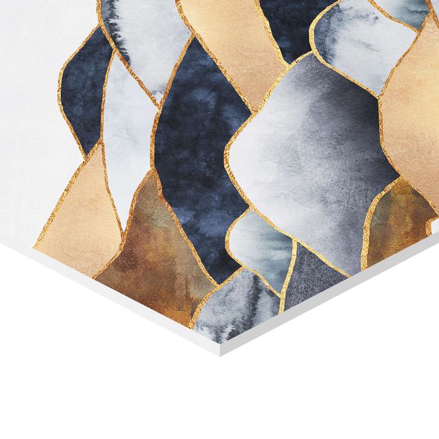 Forex prints Geometric & Golden Mountains Watercolour