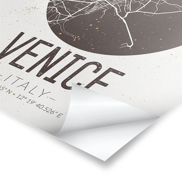 Prints Venice City Map - Retro