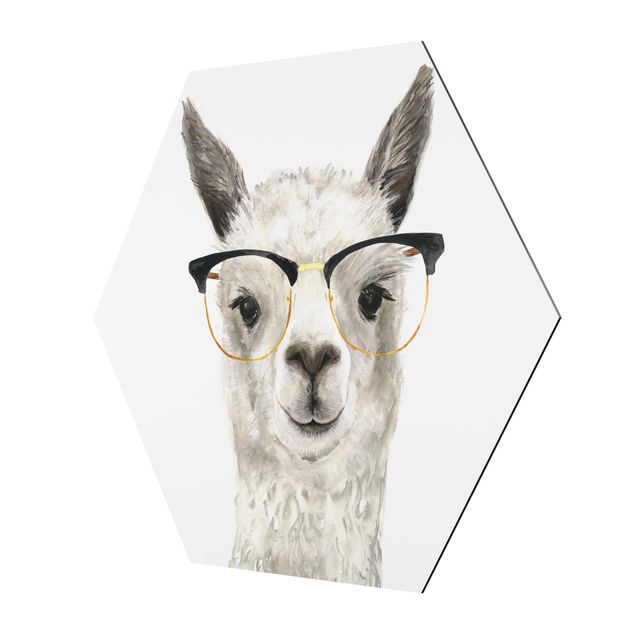 Hexagon photo prints Hip Lama With Glasses I