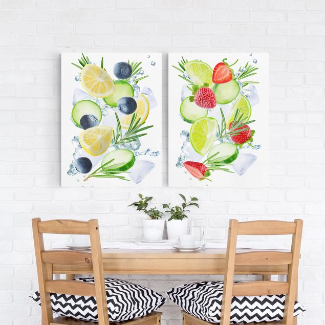 Modern art prints Berries And Citrus Ice Spash