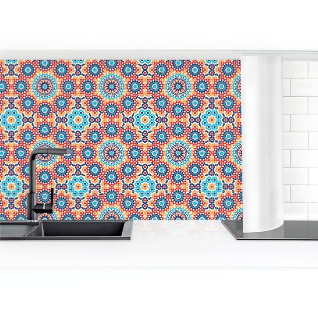 Self adhesive film Oriental Patterns With Colourful Flowers