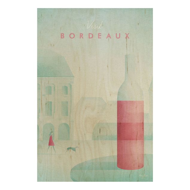 Wood prints vintage Travel Poster - Bordeaux