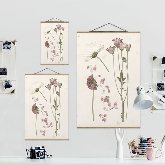 Fabric print with posters hangers Herbarium In Pink II