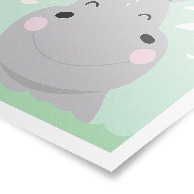 Modern art prints The Happiest Hippo