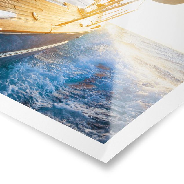 Posters landscape Sailboat On Blue Ocean In Sunshine