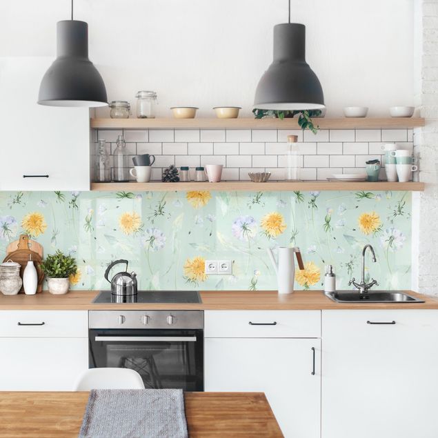 Kitchen splashback patterns Watercolour Dandelion
