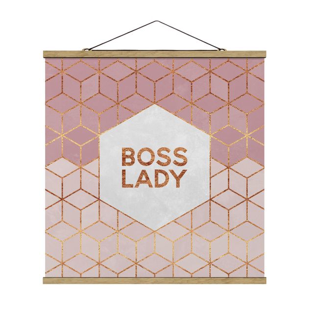 Abstract art prints Boss Lady Hexagons Pink
