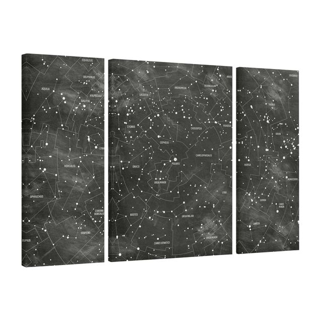 World map canvas Map Of Constellations Blackboard Look