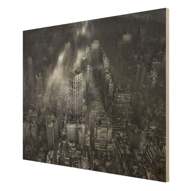 Wood photo prints Sunlight Over New York City