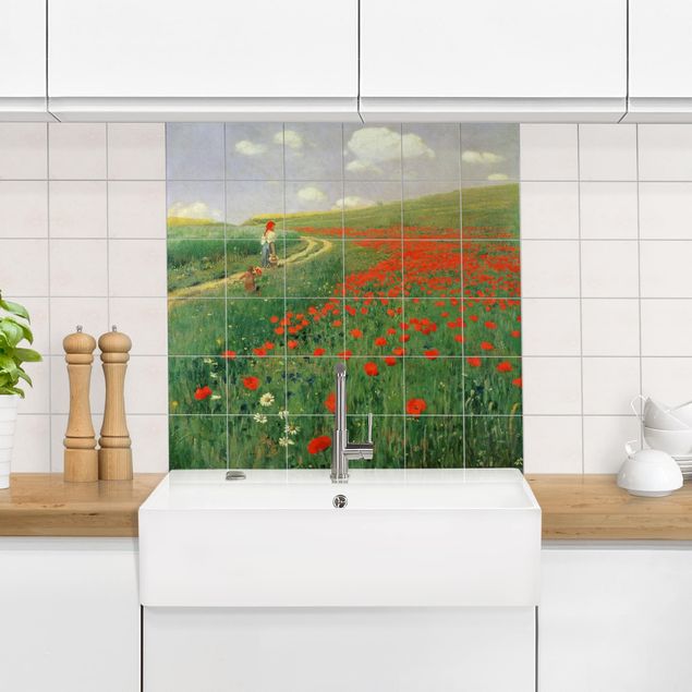 Art style Pál Szinyei-Merse - Summer Landscape With A Blossoming Poppy