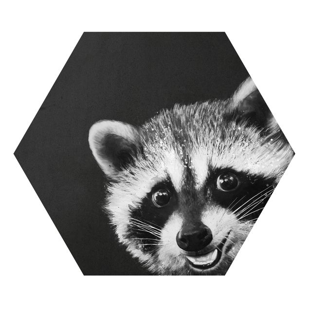 Prints modern Illustration Racoon Black And White Painting