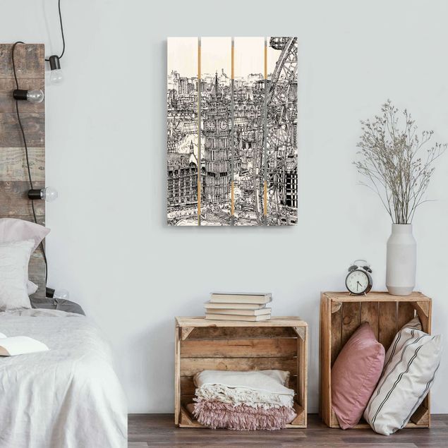 Wood prints City Study - London Eye