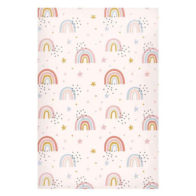 Mountain prints Rainbow World With Stars And Dots