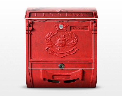 Red wall mounted post box In Italy
