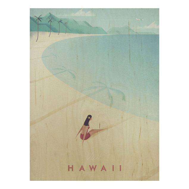 Wood prints landscape Travel Poster - Hawaii
