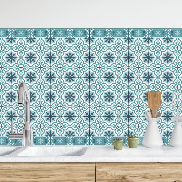 Kitchen Geometrical Tile Mix Cross Turquoise