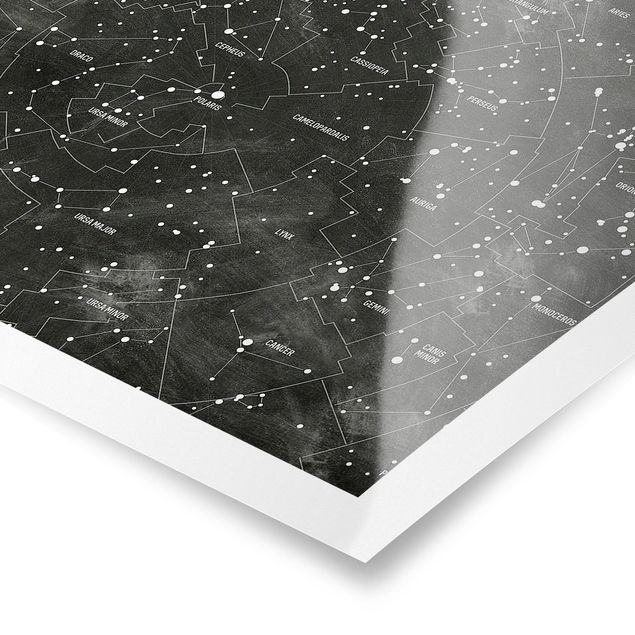 Prints Map Of Constellations Blackboard Look