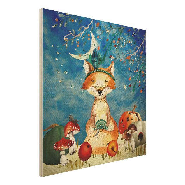 Nursery decoration Watercolour Fox In Moonlight