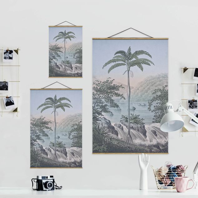 Navy wall art Vintage Illustration - Landscape With Palm Tree