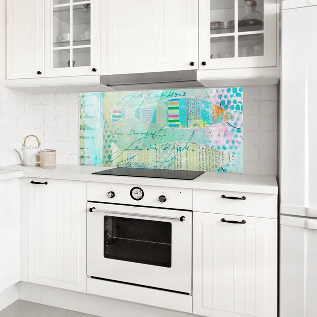 Glass splashback art print Colorful Collage - Fish And Points
