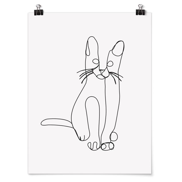 Posters black and white Cat Line Art