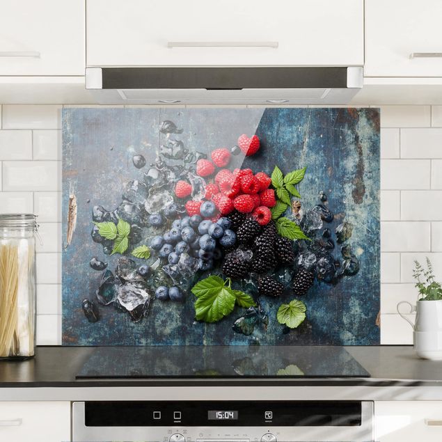 Kitchen Berry Mix With Ice Cubes Wood