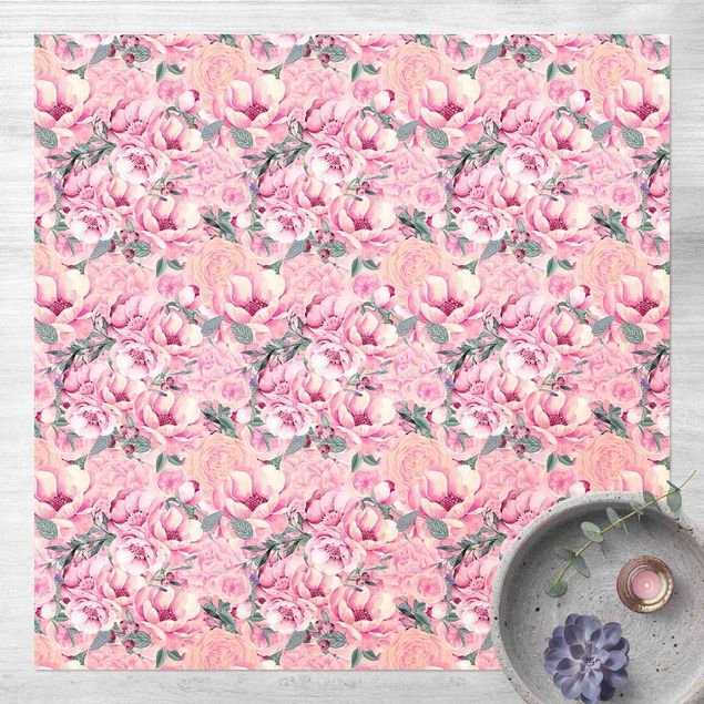 Outdoor rugs Pink Flower Dream Pastel Roses In Watercolour