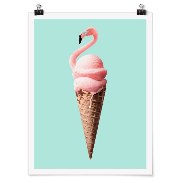 Animal canvas Ice Cream Cone With Flamingo