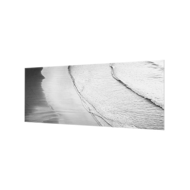 Splashback - Soft Waves On The Beach Black And White - Panorama 5:2