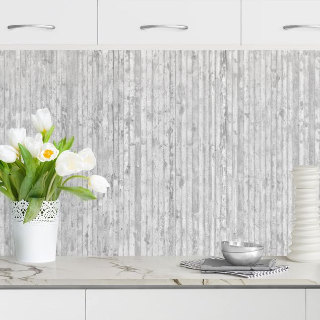 Kitchen Concrete Look Wallpaper With Stripes