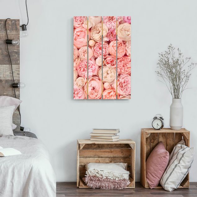 Wood prints flower Roses Rosé Coral Shabby
