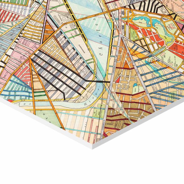 Prints Modern Maps Boston - Montreal - St. Louis